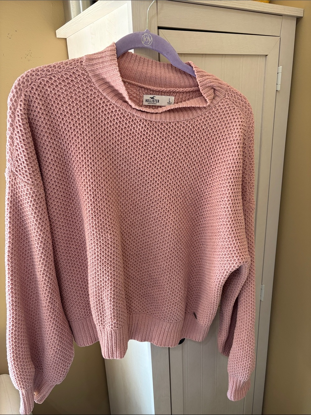Hollister Dusty Rose Waffle Knit Cowl Sweater